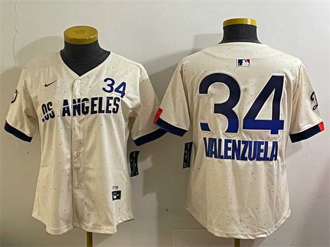 Womens Los Angeles Dodgers #34 Toro Valenzuela Cream 2024 City Connect Limited Stitched Baseball Jersey->mlb womens jerseys->MLB Jersey
